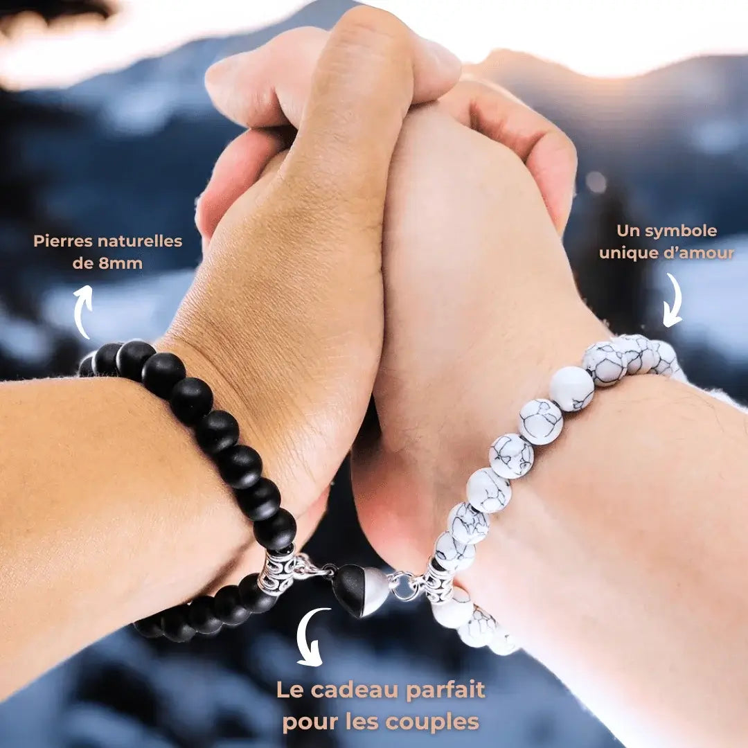 BRACELETS AMORE - Howlite & Onyx