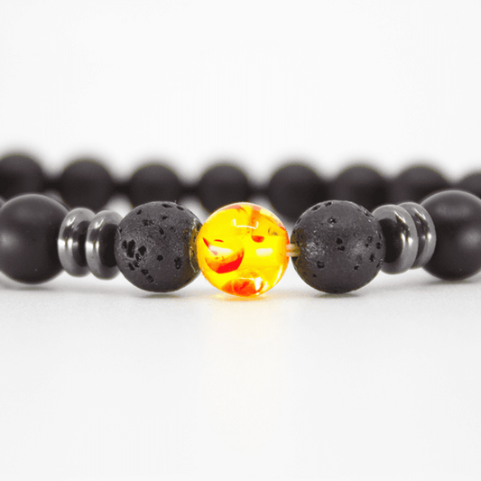 bracelet pierre naturelle 8mm onyx basalte ambre