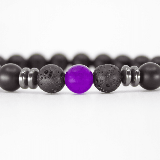 bracelet pierre naturelle 8mm onyx basalte jade mauve