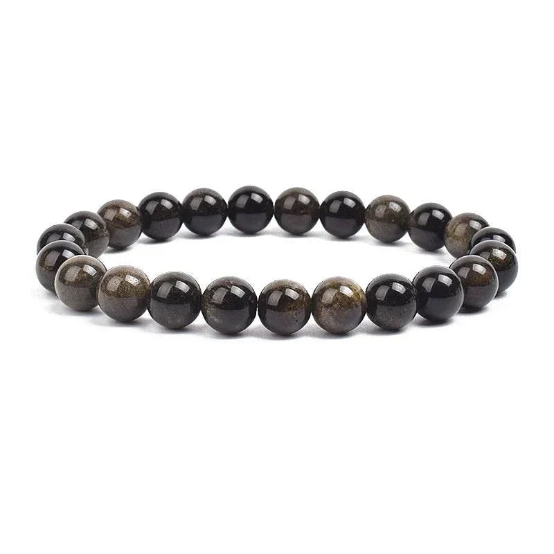 Bracelet ERA en pierre naturelle obsidienne dorée