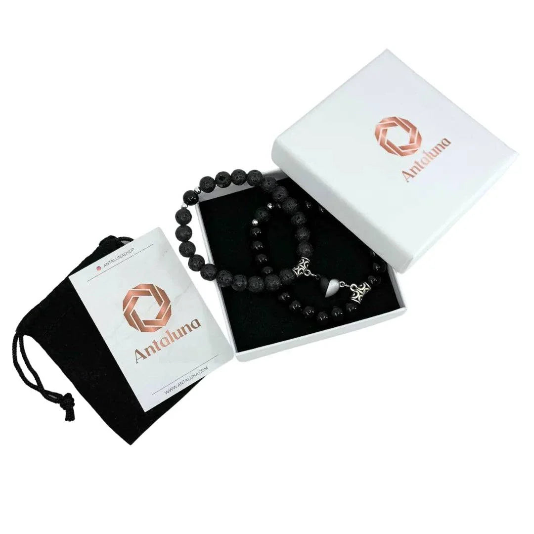 Coffret cadeau Antaluna avec bracelets AMORE – Pierre de Lave et Onyx