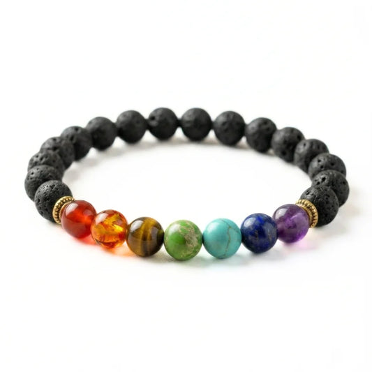 BRACELET 7 CHAKRAS - Pierre de Lave