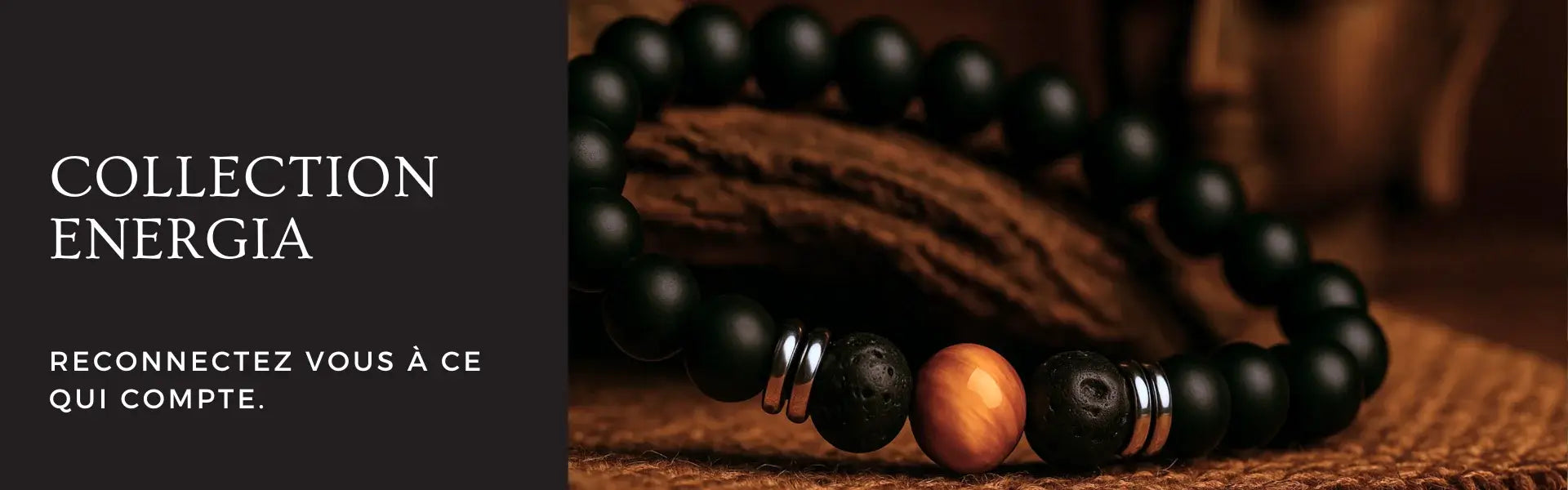 Bracelet Energia pour homme en pierres naturelles avec œil de tigre, onyx et pierre de lave – bijou symbolique de force et d’ancrage, collection Antaluna