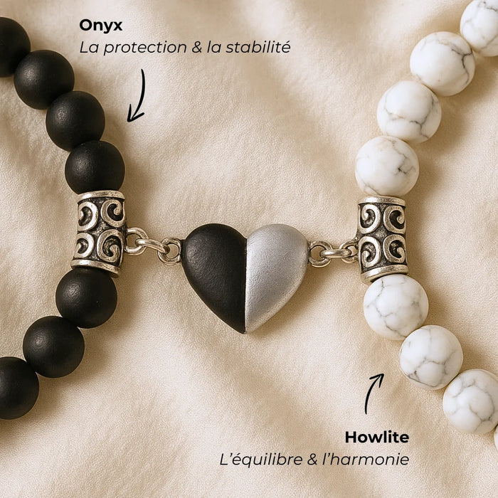 BRACELETS AMORE - Howlite & Onyx