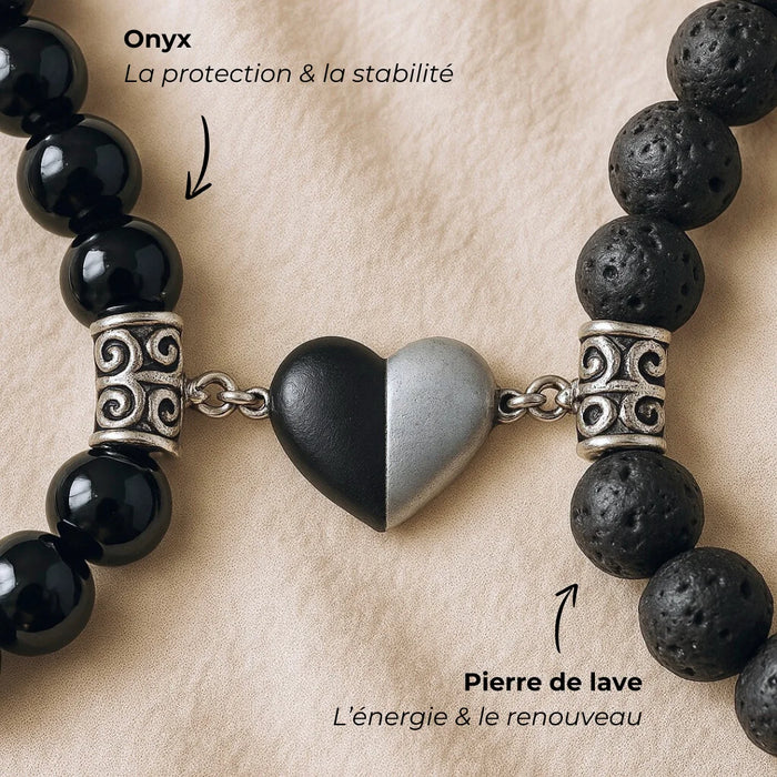 BRACELETS AMORE - Pierre de Lave & Onyx