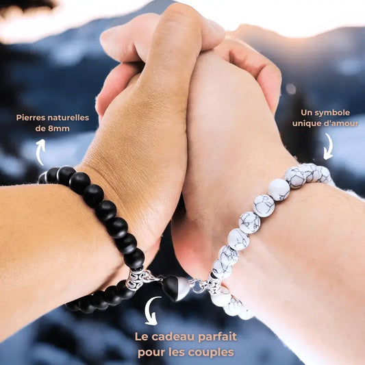 BRACELETS AMORE - Howlite & Onyx