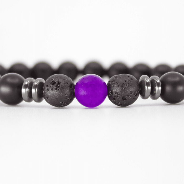 bracelet pierre naturelle 8mm onyx basalte jade mauve