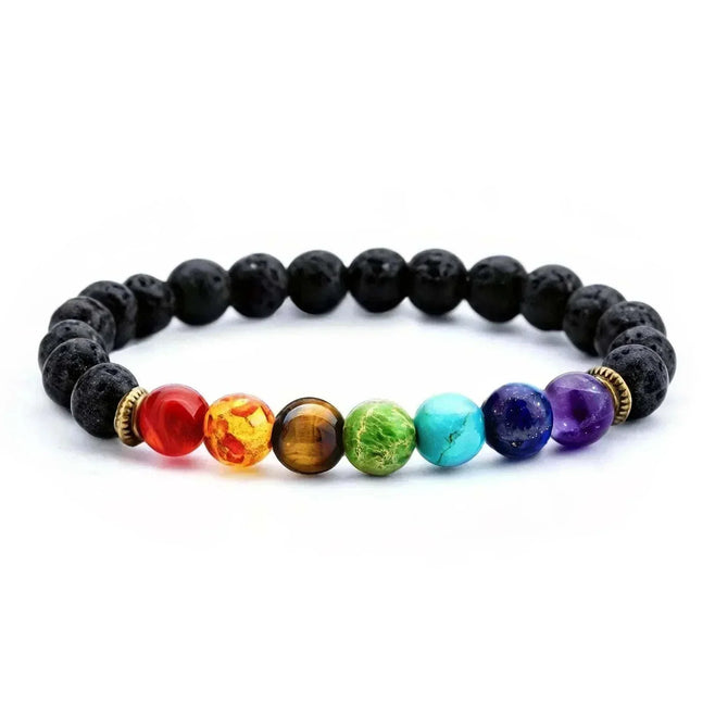 Bracelet 7 chakras pour homme vu de face, bijou énergétique Antaluna