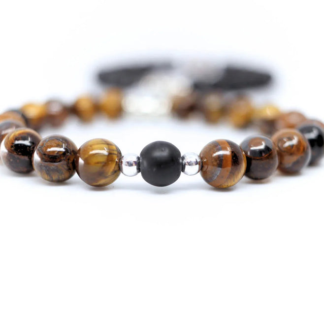 Bracelet AMORE en Œil de Tigre – perles naturelles et reflets dorés