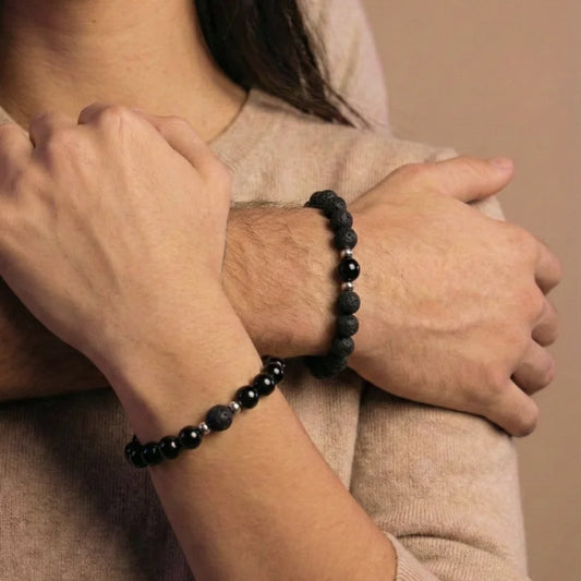 BRACELETS AMORE - Pierre de Lave & Onyx