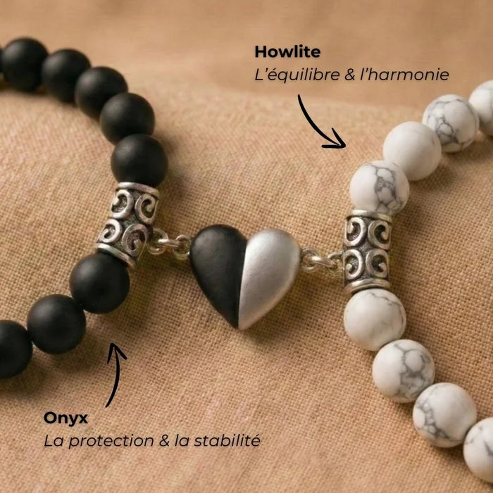 BRACELETS AMORE - Howlite & Onyx