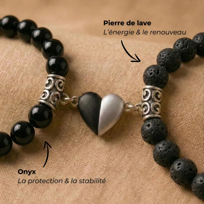 BRACELETS AMORE - Pierre de Lave & Onyx