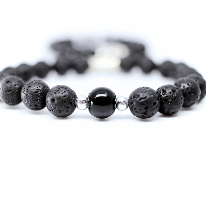 Bracelet en Pierre de Lave naturelle – perles noires mates et texture brute