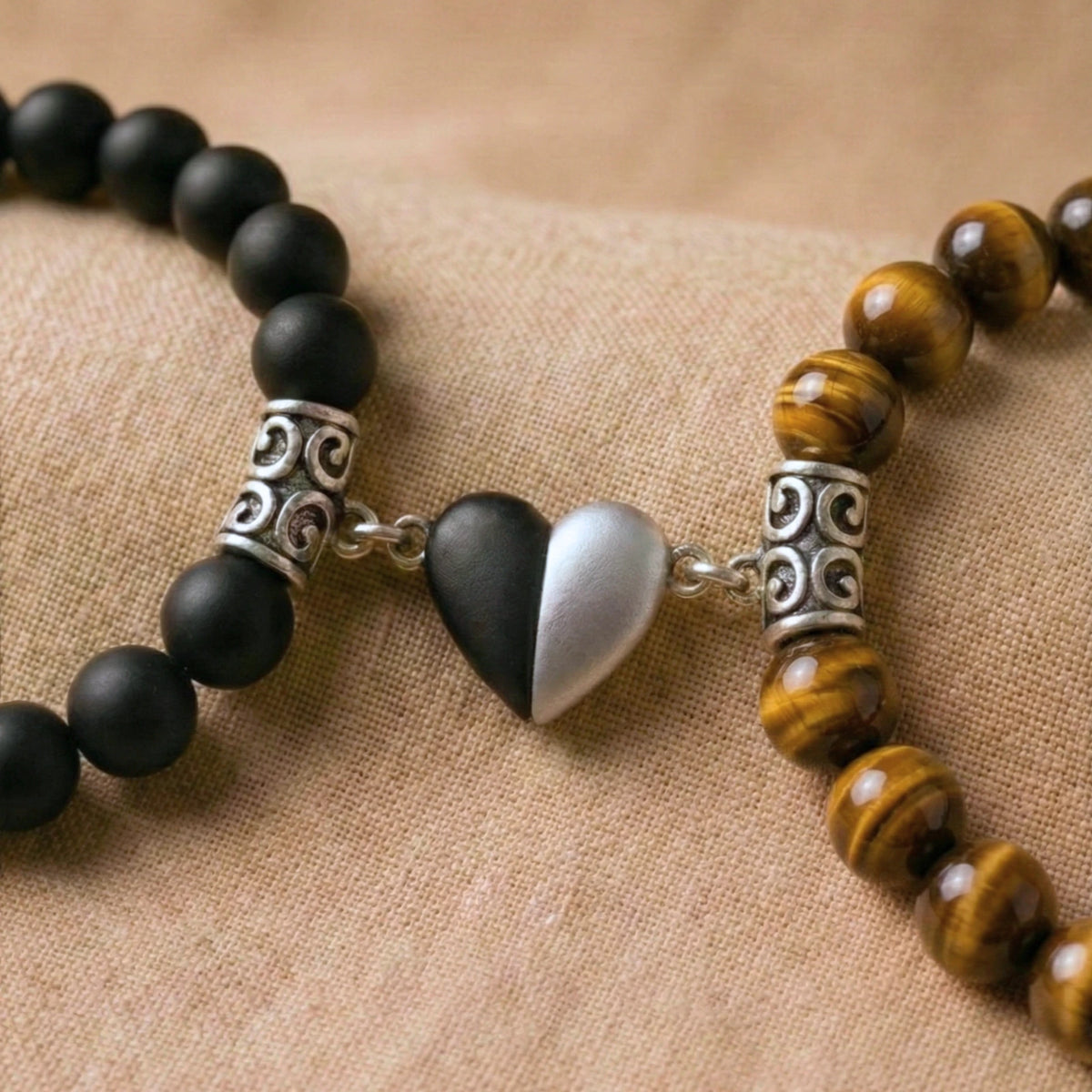 BRACELETS AMORE - Œil de Tigre & Onyx