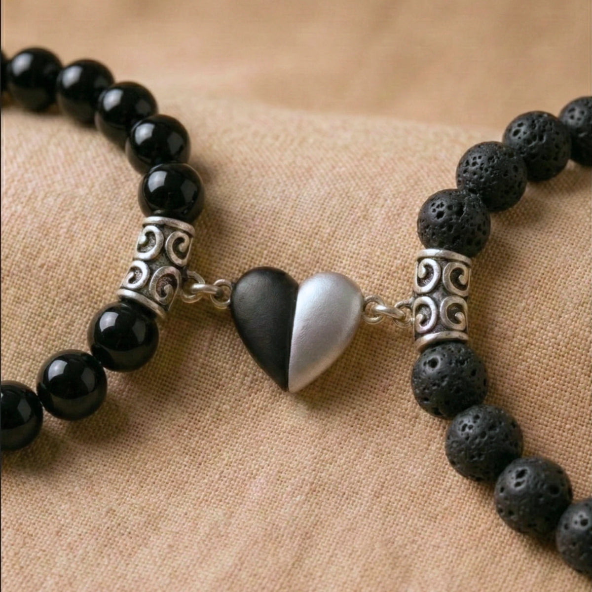 BRACELETS AMORE - Pierre de Lave & Onyx