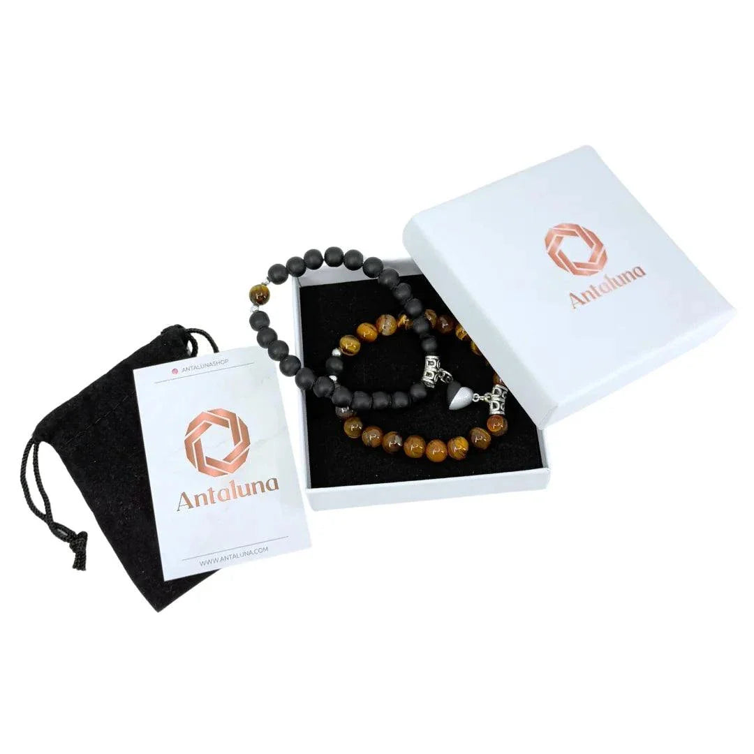 Coffret cadeau Antaluna contenant les bracelets AMORE en pierres naturelles