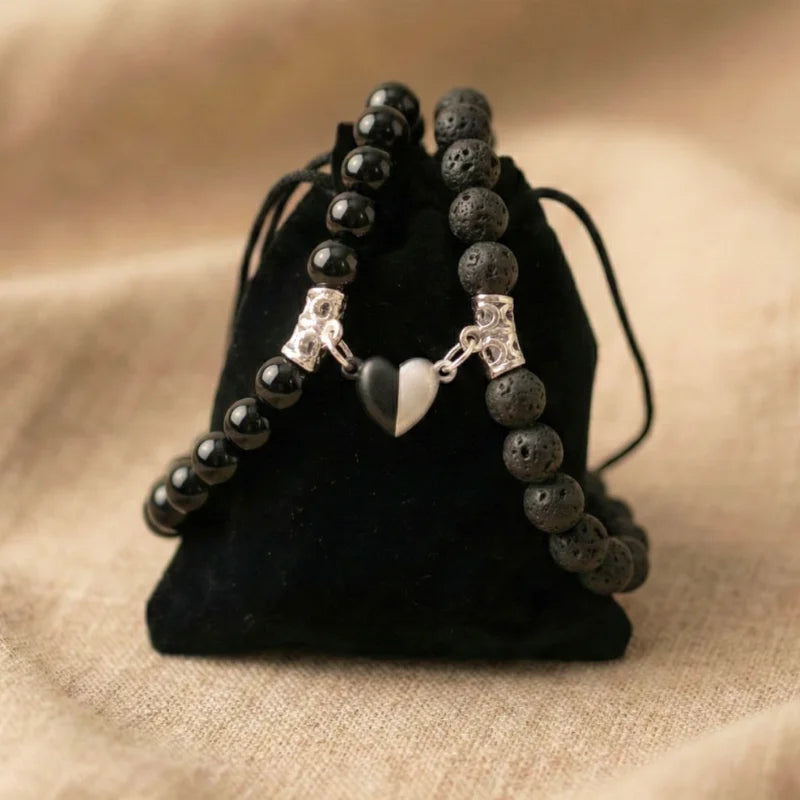 BRACELETS AMORE - Pierre de Lave & Onyx